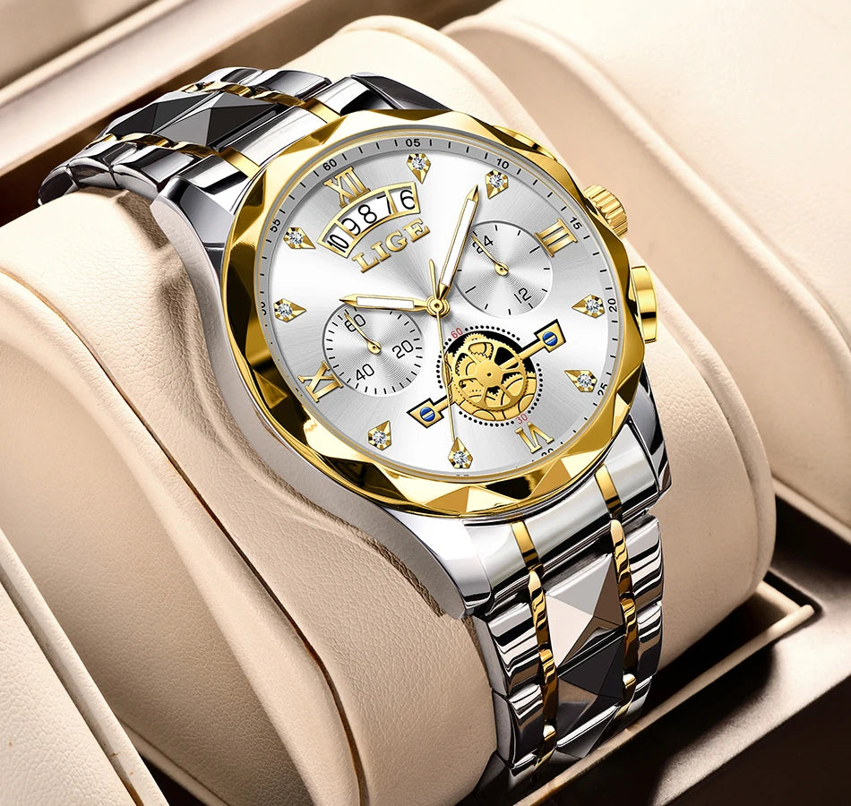 LIGE 2024 Fashion Mens Watch Luxury Business Waterproof Sports Quartz Wristwatches Luminous Date Casual Watches Men Reloj Hombre