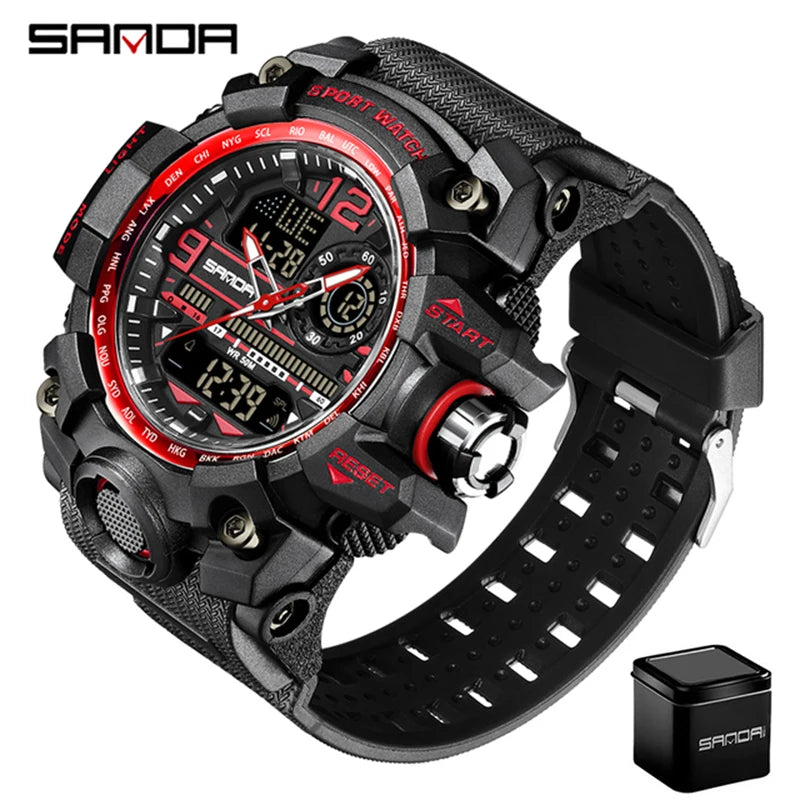 SANDA 3133 2022 G Style New Men's Watches 50M Waterproof Shock Sports Military Quartz Watch For Male Digital Wristwatch Clock