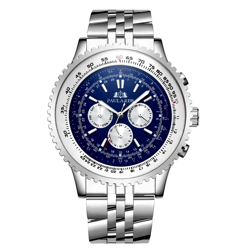 Automatic Mens Watch Mechanical Self Wind Movement Stainless Steel Fashion Sports Blue Black Big 50mm Classic Fashion Watches