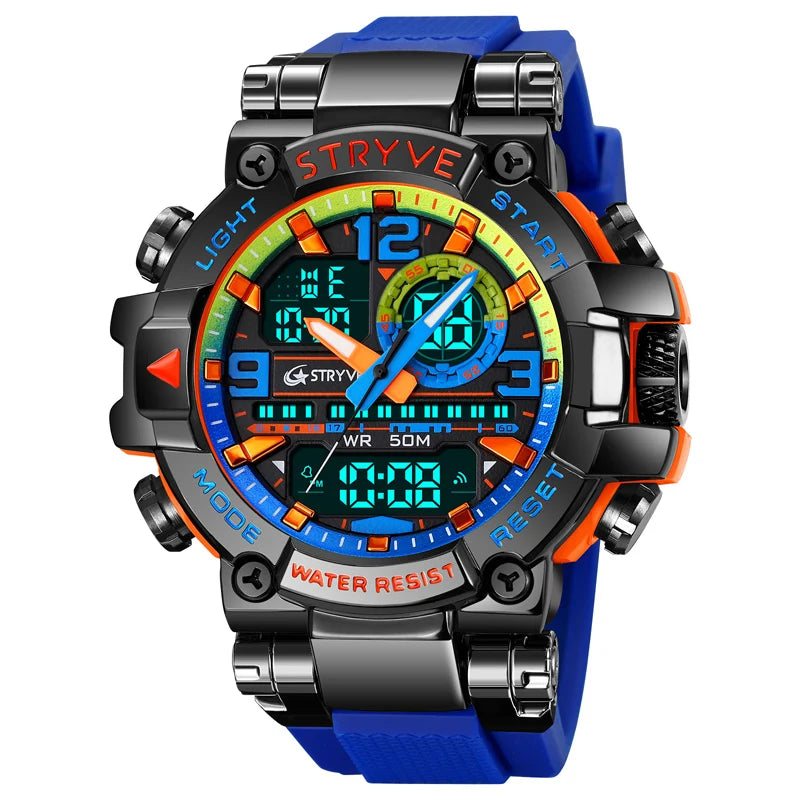 New STRYVE Watch for Men's High Quality Digital-Analog Dual Movement 5ATM Waterproof Watches Fashion Sports Men's Watch 8025