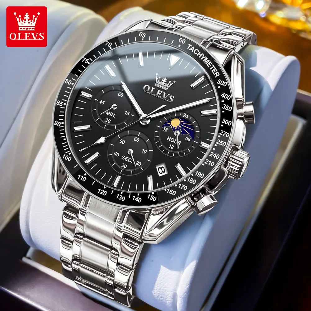 OLEVS 3618 Mens Watch Original Brand Waterproof Luminous Quartz Wristwatch Watch For Man Multifunctional Chronograph With Box