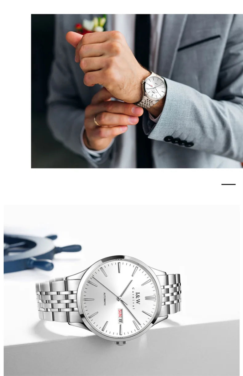 Carnival Iw For Mens Watch Automatic Japan Mechanical Movement Urban Male Wristwatch Date Ss316 Steel Sapphire Crystal Business