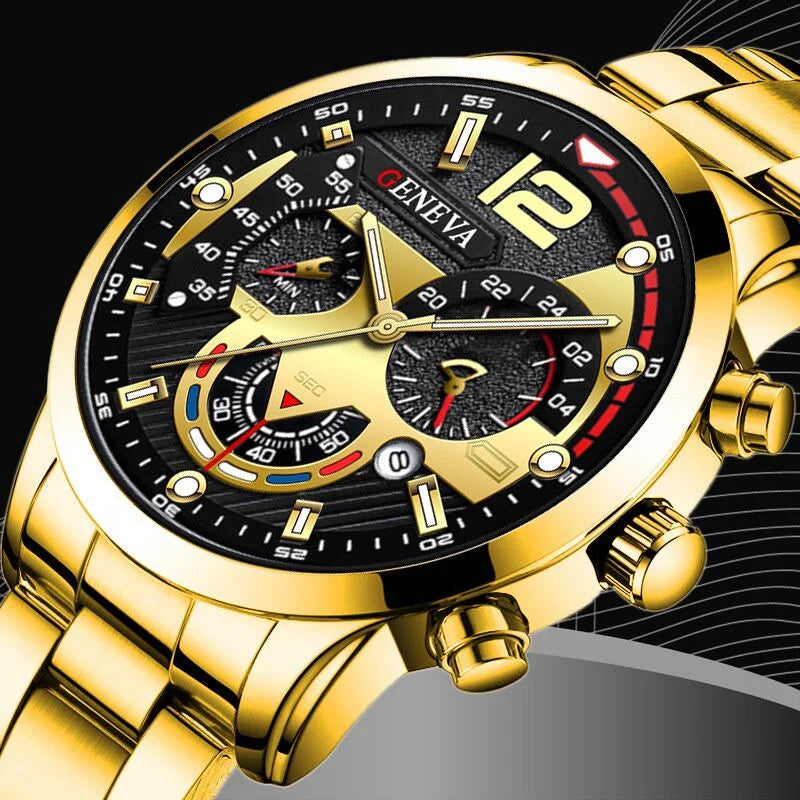 3PCS Men Business Watches Fashion Steel Band Male's Analog Quartz Watch Set Relogio Masculino Reloj Hombre(Without Box)