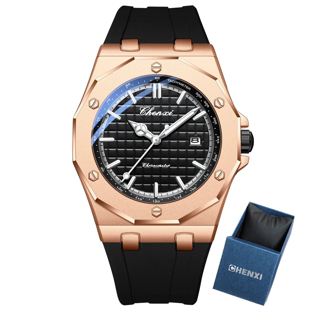 CHENXI Mens Luxury Casual Watch Top Brand Fashion Dial Stainless Steel Calendar Luminous Waterproof Men Watch Male Clock