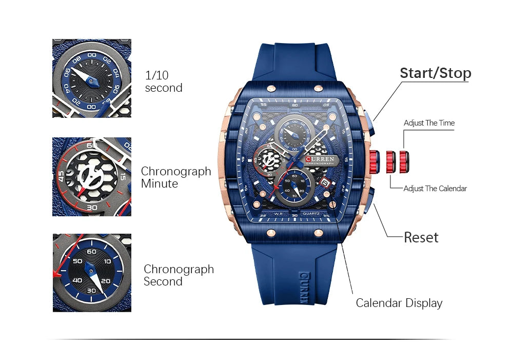 Curren 8442 Men Watch Date Business Stainless Steel Quartz Casual Luxury Fashion 6-Hand Relogio Masculino