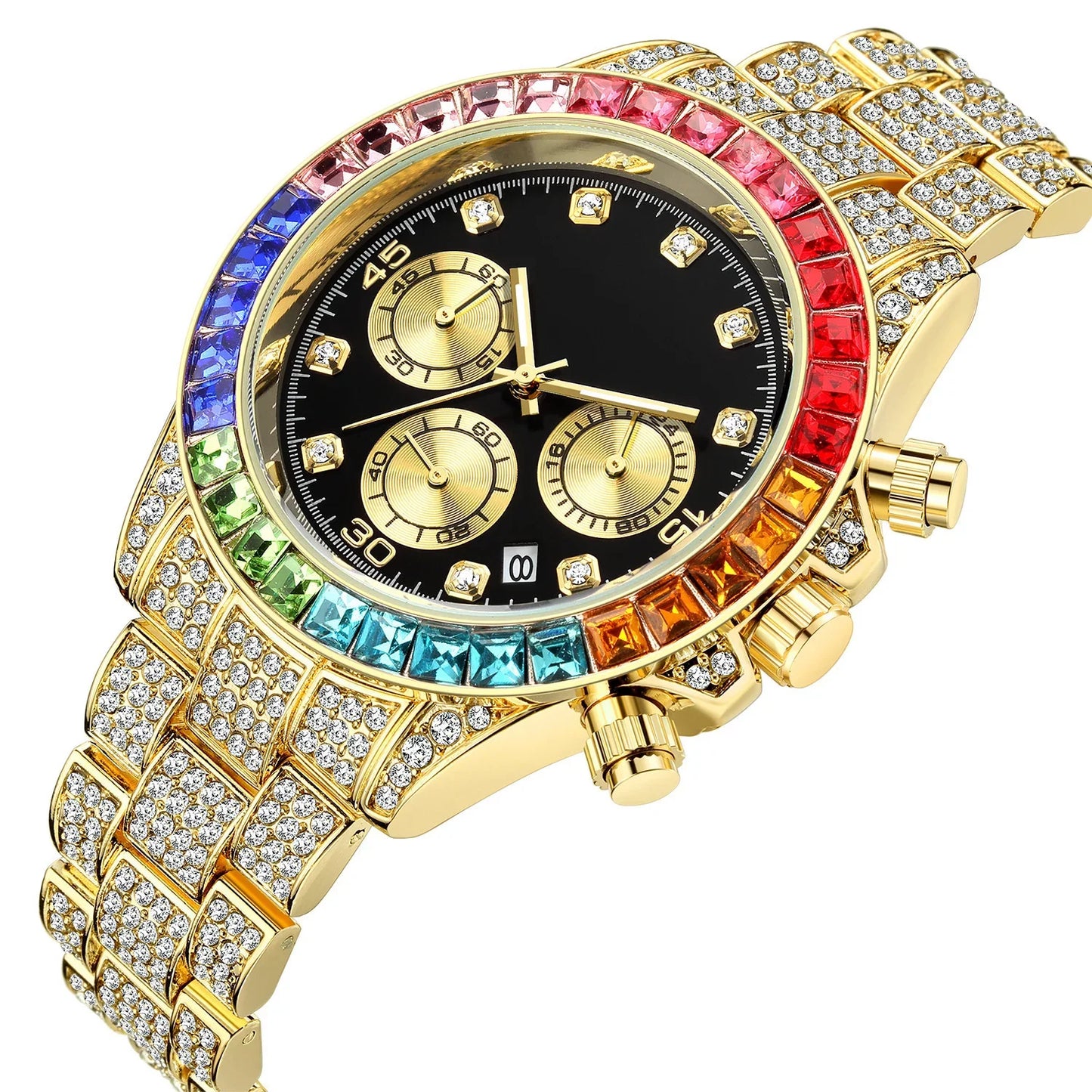 Luxury Men Colorful Watches Gold Silver Big Dial Man Wristwatch Sport Business Male Clock Relogio Masculino