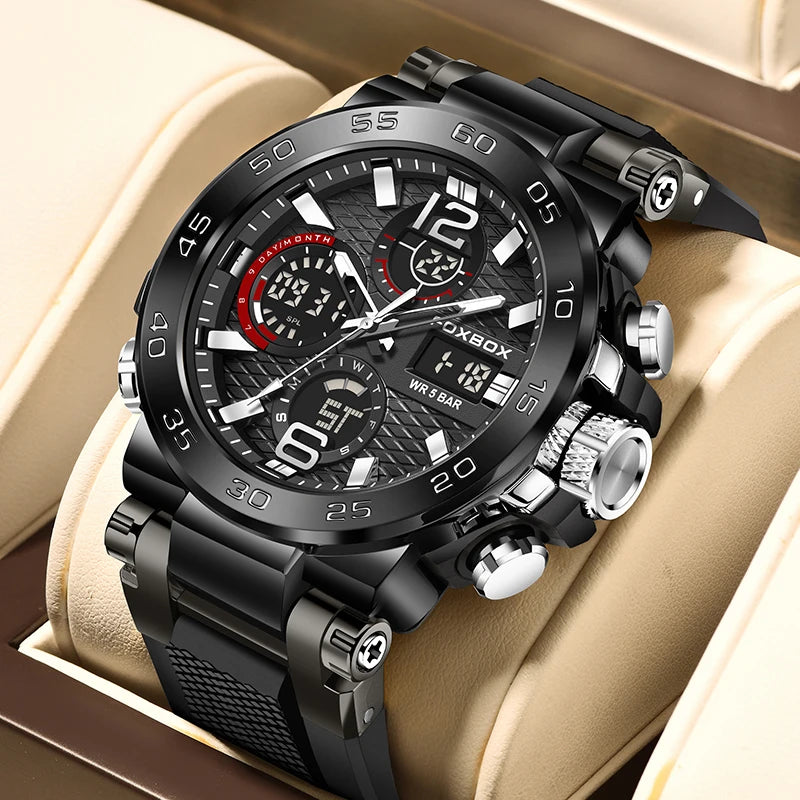 LIGE Luxury Mens Watch Fashion Man Quartz Wristwatch LED Display Luminous Waterproof Watches For Men Calendar Sport Male Clock