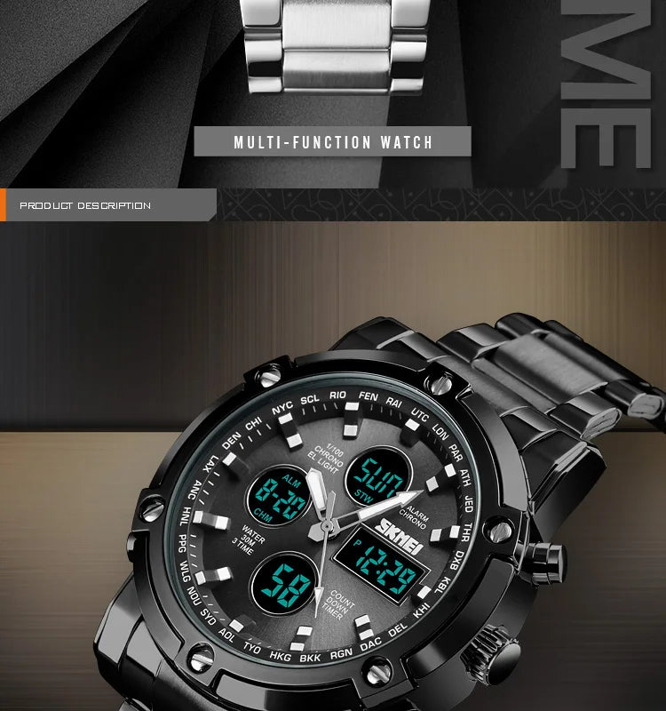 SKMEI 1389 Fashion Luxury Business Mens Watch Waterproof Sport Digital Men's Wristwatch Bracelet Clock Reloj Relogio Masculino