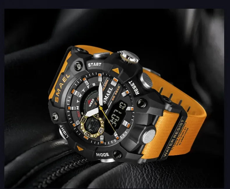 SMAEL 8040 50M Waterproof Wristwatch Stopwatch Alarm LED Light Digital Watches Men's Sports Watch Military Watches Men Watch