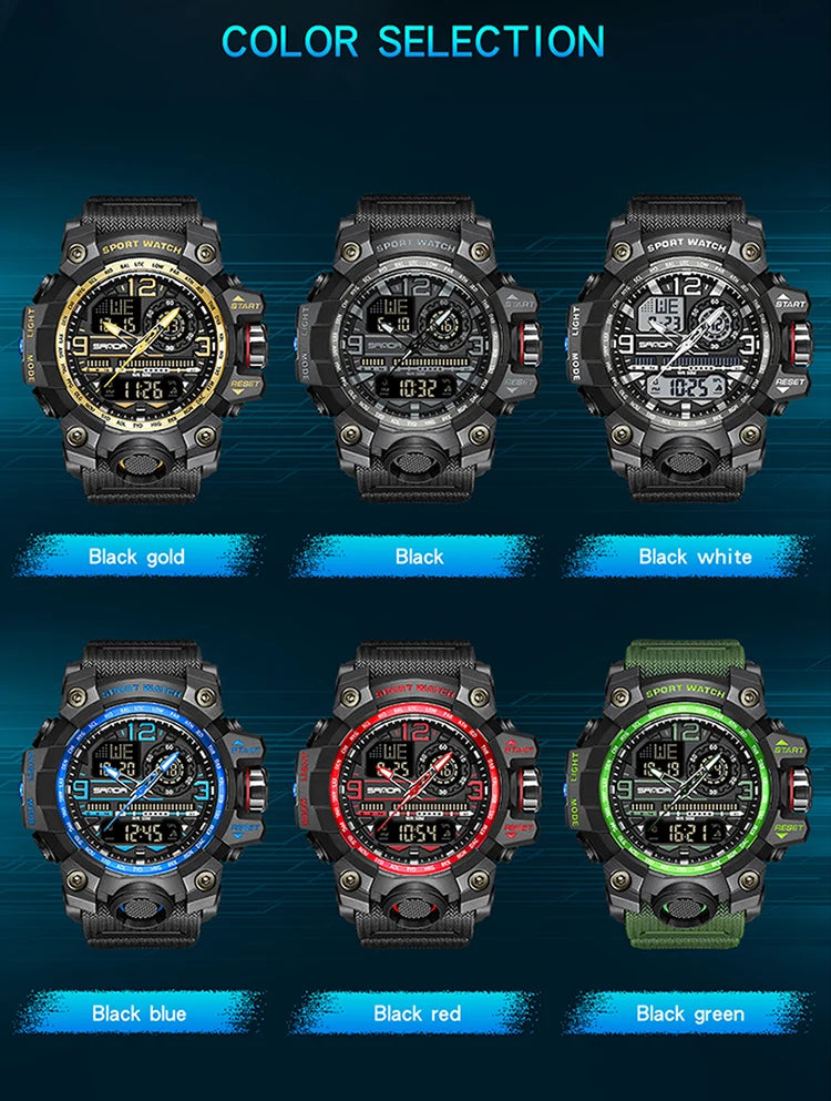 SANDA G style New Men Watch 50M Waterproof Sports Military Quartz Watch For Male Electron Digital Wristwatch Reloj De Hombre