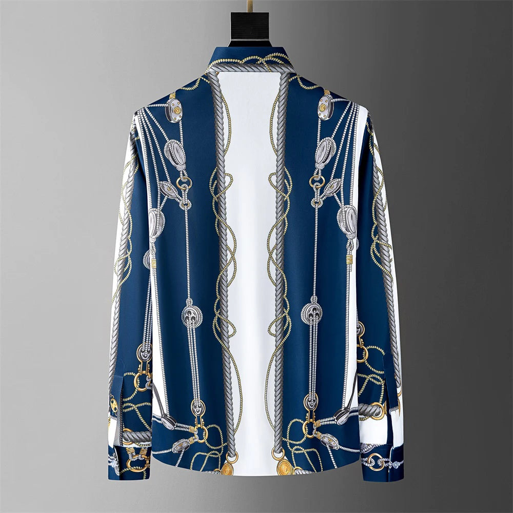 Men's luxury floral shirt business casual fit long sleeve social party tuxedo hot sale new style autumn and winter fashion new
