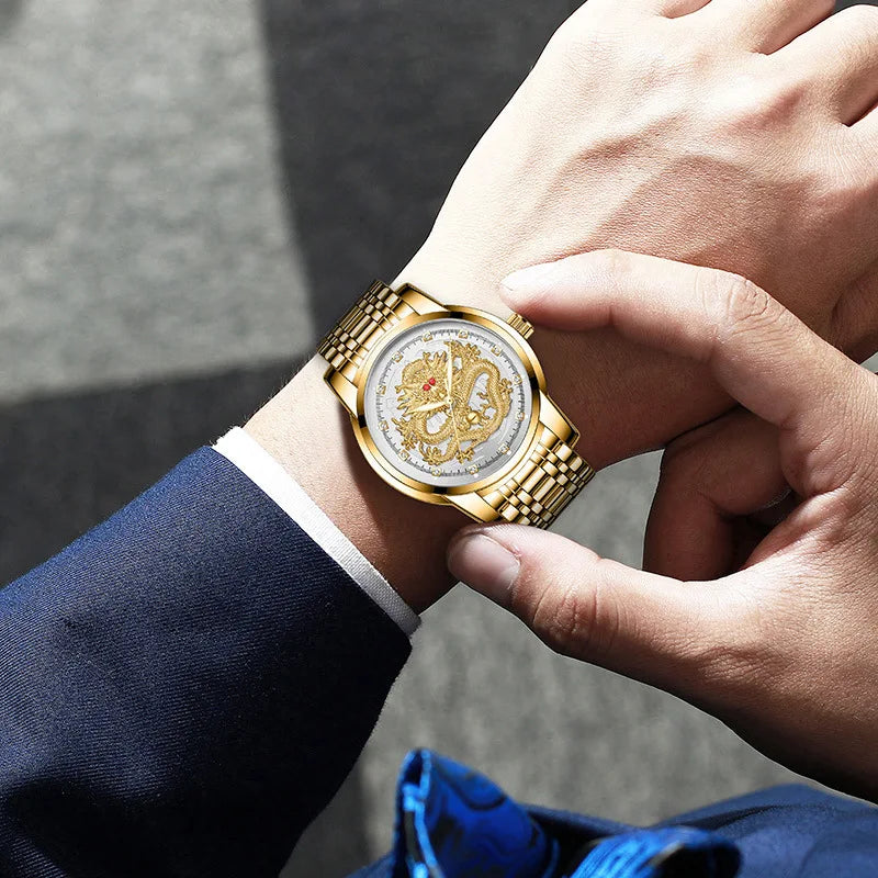 Men Gold Wrist Watches Top Brand Luxury Stainless Steel Band Male Clock 2024 Men Quartz Watch Fashion Dropship relogio masculino