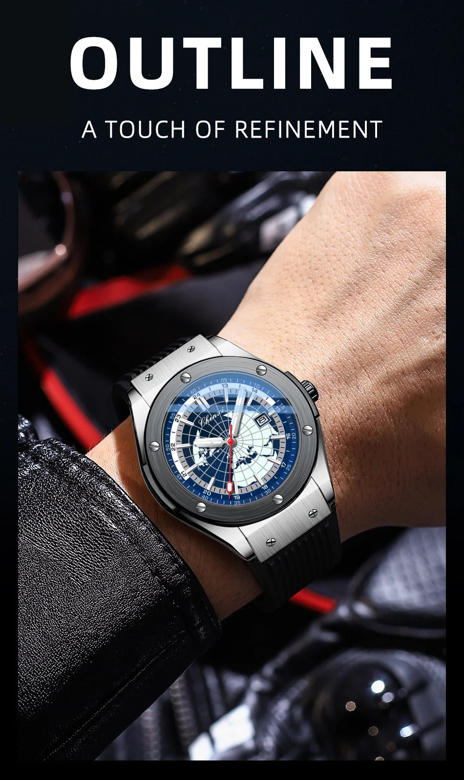 CHENXI 82442 Quartz Watch Men Casual Luxury Sport Watches Brand World Map Military Waterproof Wrist Watch for Male Clock Gift