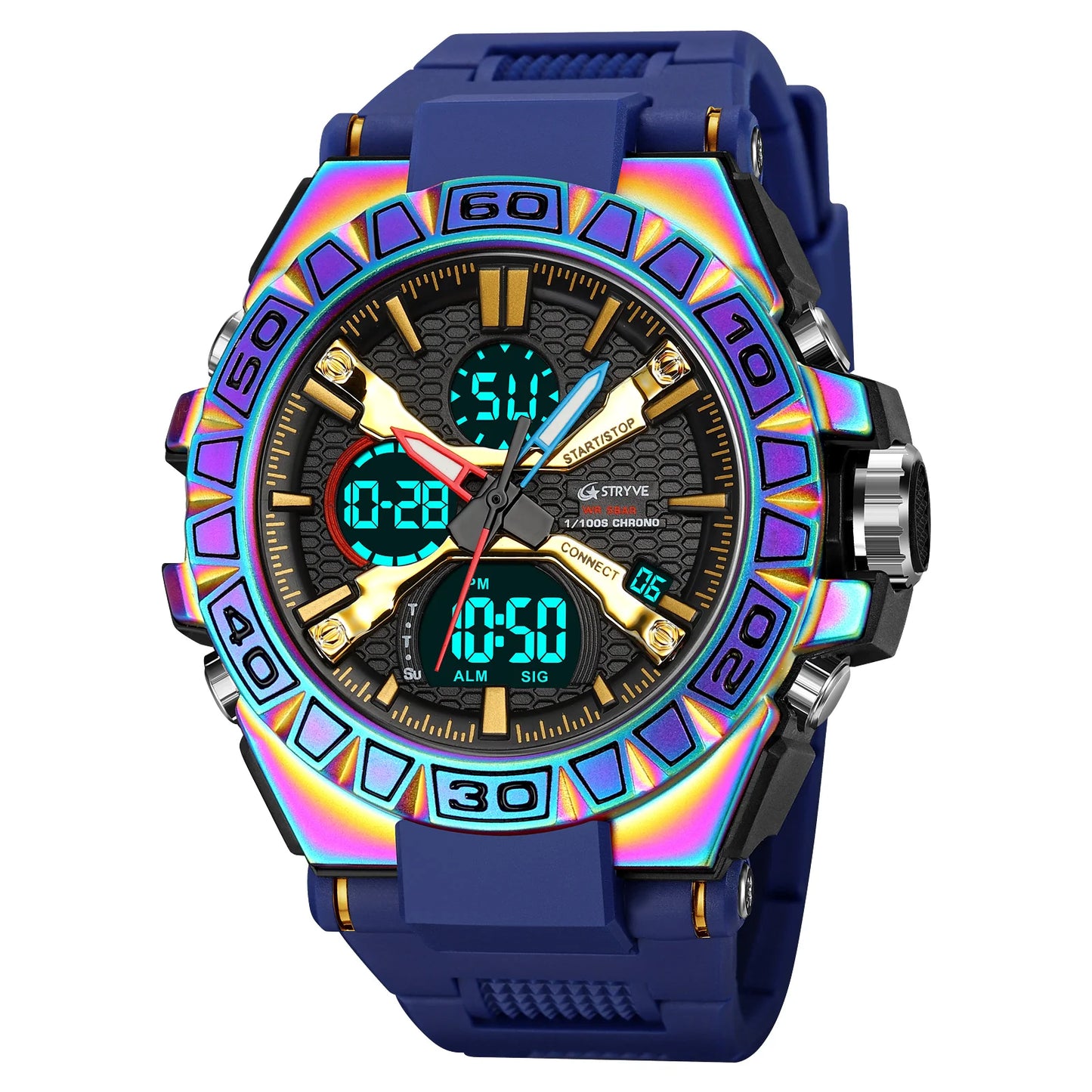 New STRYVE Watch for Men's High Quality Digital-Analog Dual Movement 5ATM Waterproof Watches Fashion Sports Men's Watch 8025