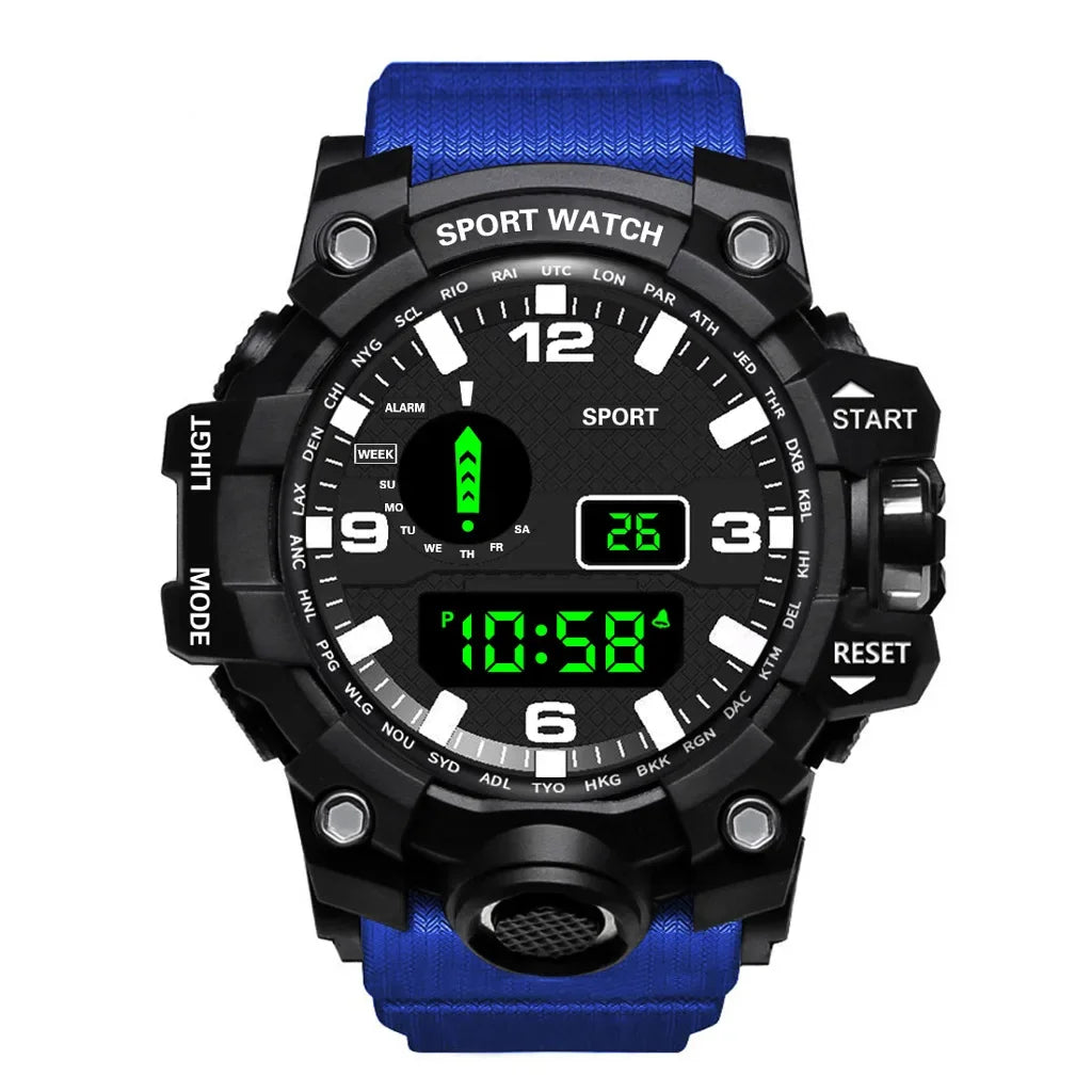 YIKAZE Y12 Men's Sports Watch Waterproof Luminous Men Sport Watch Multifunction Digital Electronic Wristwatch Clock for Boy Kids