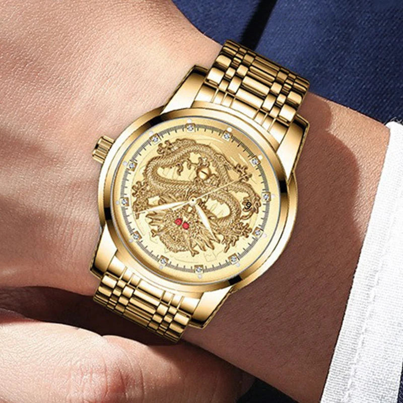 Men Gold Wrist Watches Top Brand Luxury Stainless Steel Band Male Clock 2024 Men Quartz Watch Fashion Dropship relogio masculino