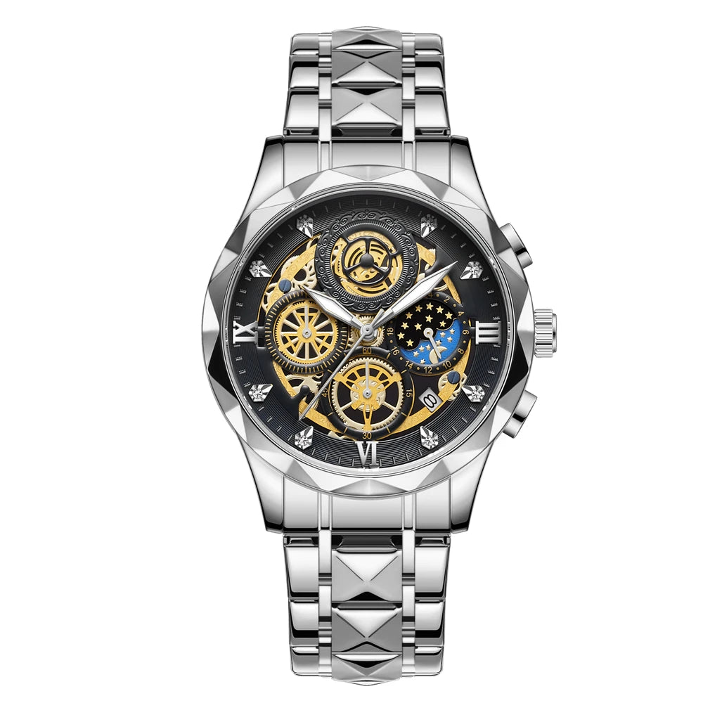 PENGAGAR Men Watch Fashion Quartz Watch Mens Top Brand Luxury All Steel Business Waterproof Sport Watch Relogio Masculino+BOX