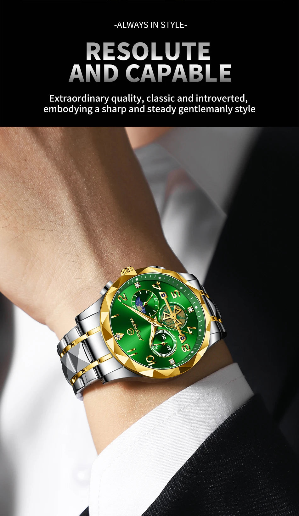 PENGAGAR Luxury Man Wristwatch Chronograph Waterproof Luminous Men Watch Stainless Steel High Quality Sport Men's Quartz Watches