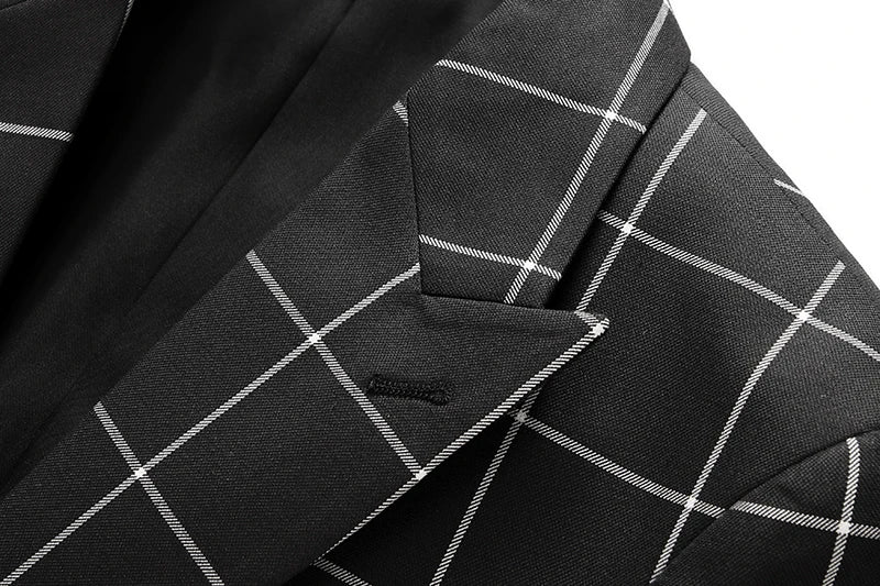 (Jacket +Pant+Vest) Luxury Men Groom Wedding Suits High Quality Business Social Prom Party Double Breasted Plaid Dress 3 Piece