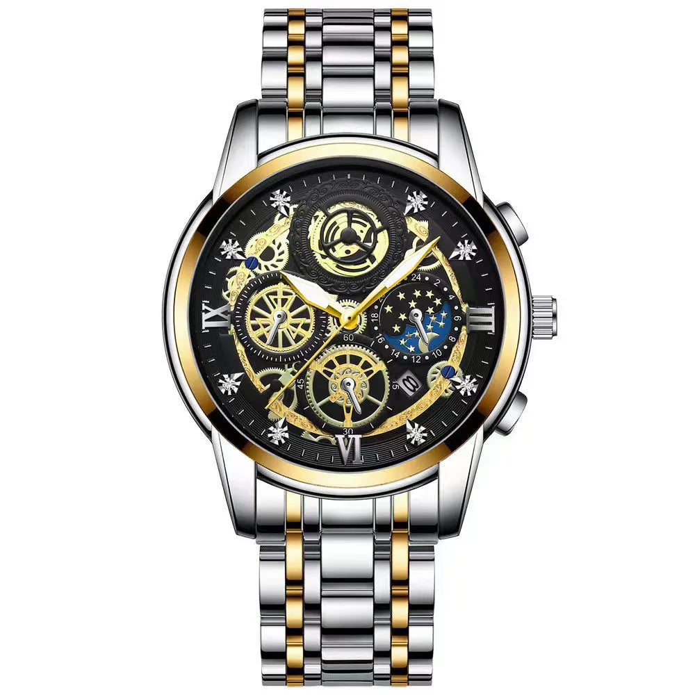 BINBOND B4010 Fashion Casual Quartz Men Watch Luxury Stainless Steel Strap Dial 30M Waterproof Luminous Business Men Wristwatch
