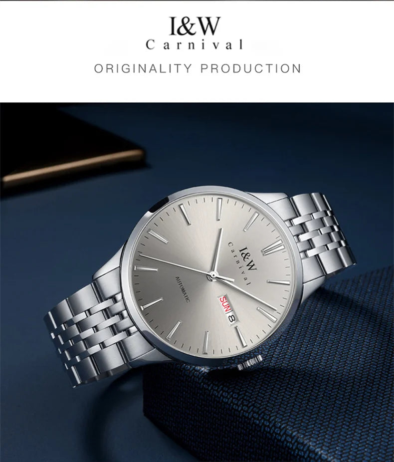 Carnival Iw For Mens Watch Automatic Japan Mechanical Movement Urban Male Wristwatch Date Ss316 Steel Sapphire Crystal Business