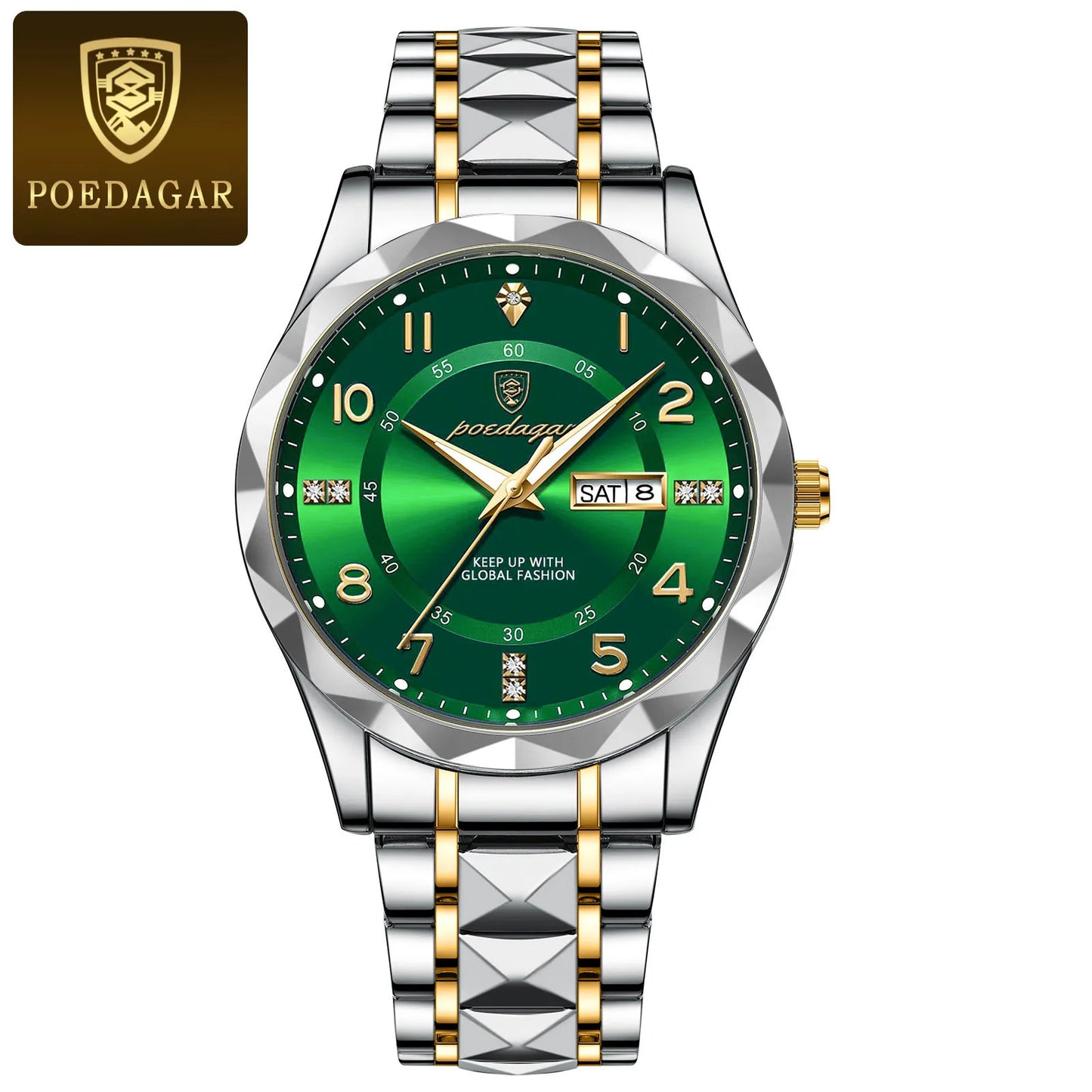 POEDAGAR Luxury Man Wristwatch Waterproof Luminous Date Week Men Watch Sport Stainless Steel Quartz Men's Watches Male reloj+box