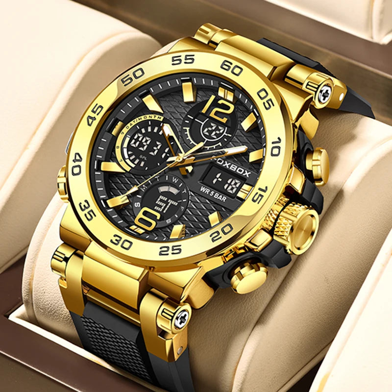 LIGE Luxury Mens Watch Fashion Man Quartz Wristwatch LED Display Luminous Waterproof Watches For Men Calendar Sport Male Clock