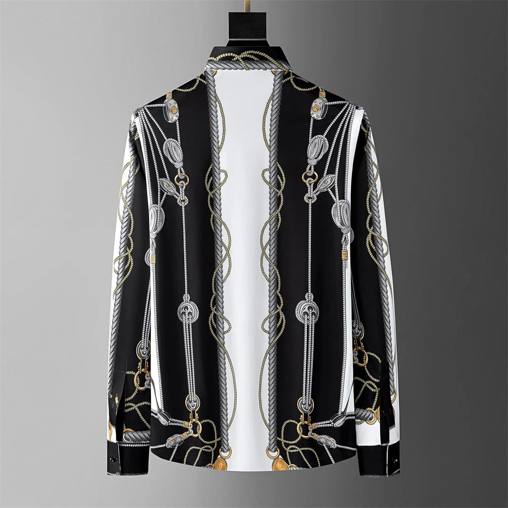 Men's luxury floral shirt business casual fit long sleeve social party tuxedo hot sale new style autumn and winter fashion new