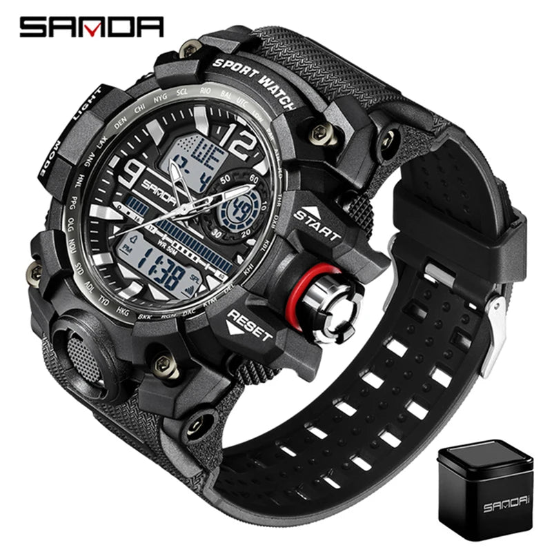 SANDA 3133 2022 G Style New Men's Watches 50M Waterproof Shock Sports Military Quartz Watch For Male Digital Wristwatch Clock
