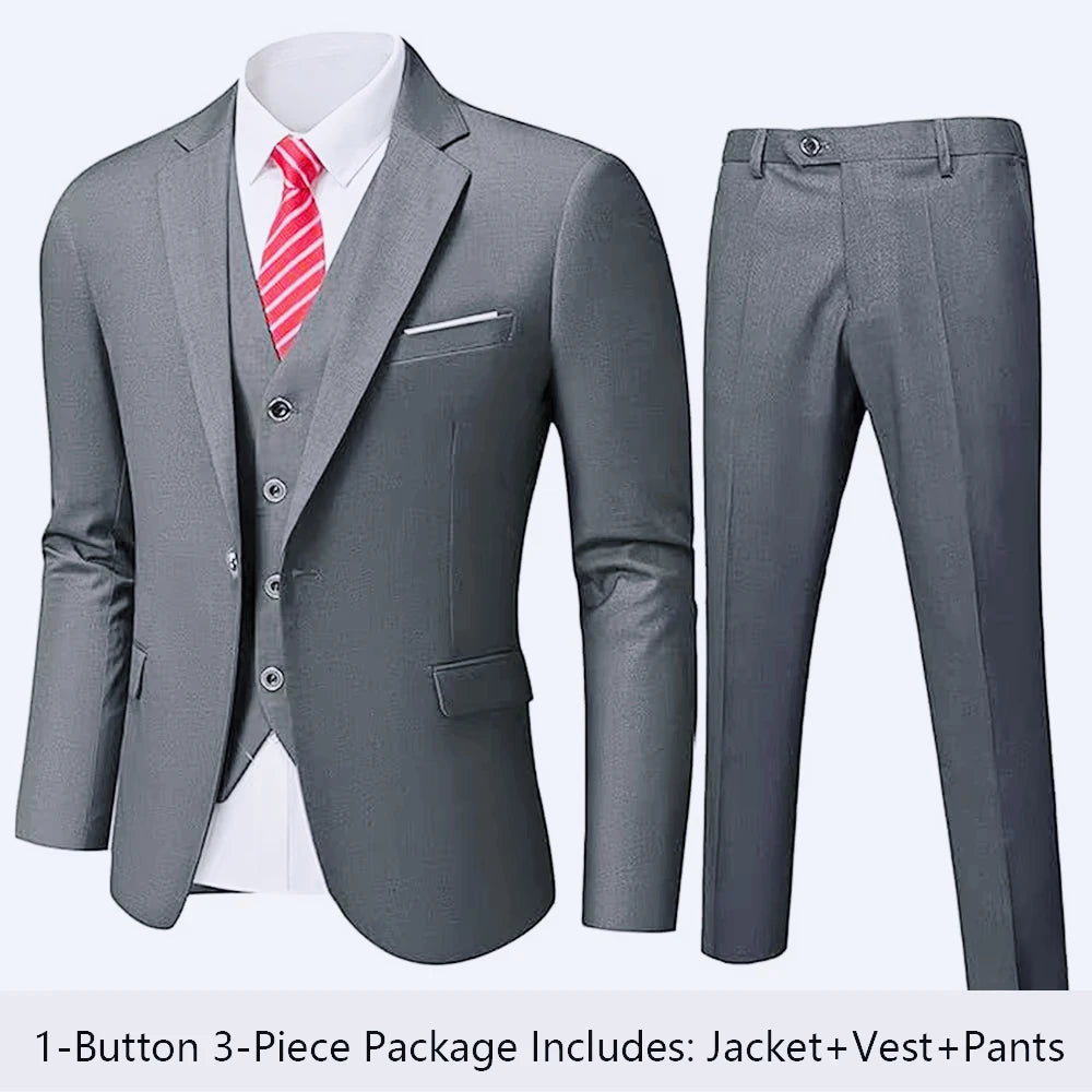 Suit For Men Wedding 3 Pieces 2 Sets Blazers Elegant High Quality Jackets Vest Pants Luxury Coats 2024 Formal Classic Clothing