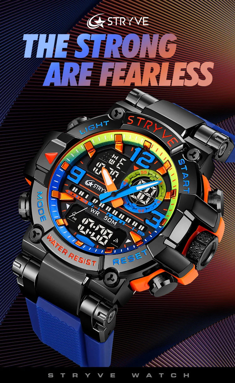 New STRYVE Watch for Men's High Quality Digital-Analog Dual Movement 5ATM Waterproof Watches Fashion Sports Men's Watch 8025