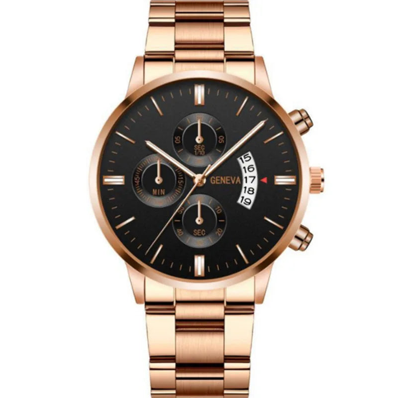 Fashion Men Stainless Steel Watch Luxury Calendar Quartz Wrist Watch Mens Business Watches for Man Clock Montre Homme