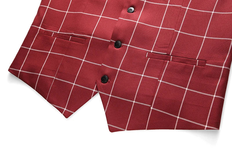 (Jacket +Pant+Vest) Luxury Men Groom Wedding Suits High Quality Business Social Prom Party Double Breasted Plaid Dress 3 Piece