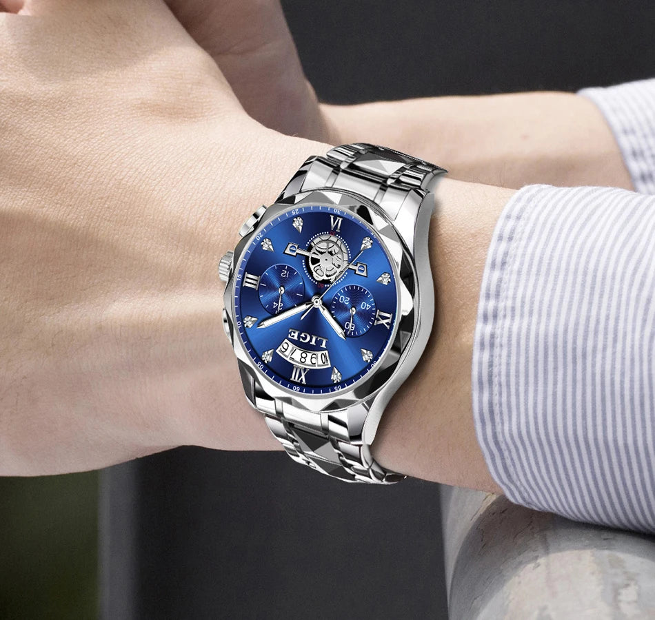 LIGE 2024 Fashion Mens Watch Luxury Business Waterproof Sports Quartz Wristwatches Luminous Date Casual Watches Men Reloj Hombre