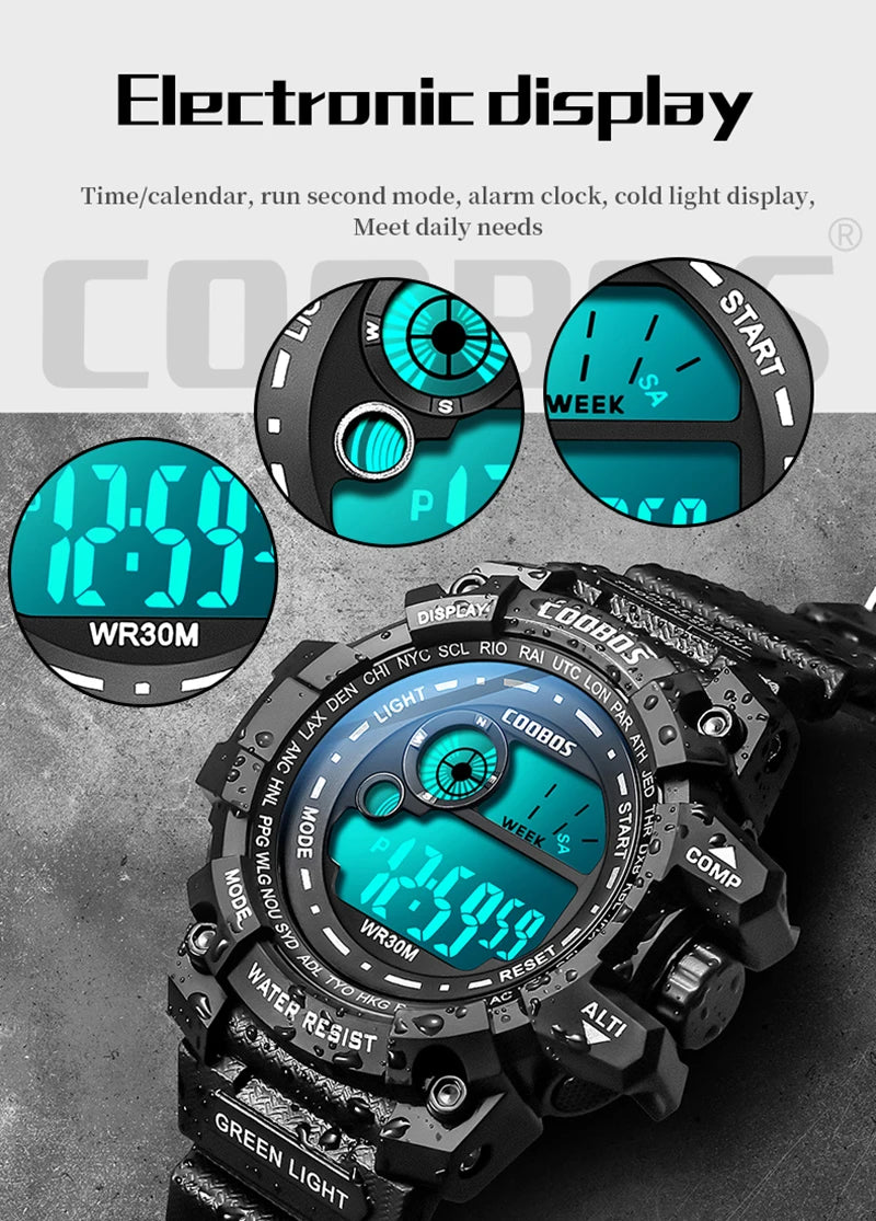 Waterproof Sport Men Watches 2024 Luxury Luminous Silicone Strap Military Wristwatch Man Calendar LED Digital Male Watch Hombre