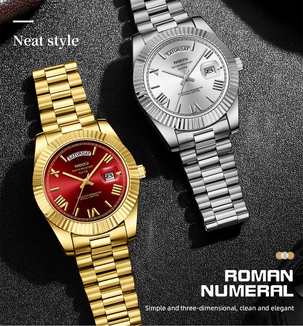 NIBOSI Luxury Men Quartz Watch Waterproof Date Luminous Wristwatch Sports Stainless Steel Men's Watches Male Clock Reloj Hombre