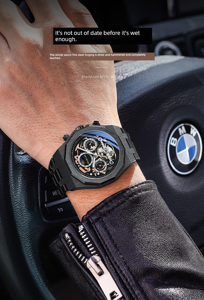 Hollow Personality Black Horse German Automatic Mechanical Watch