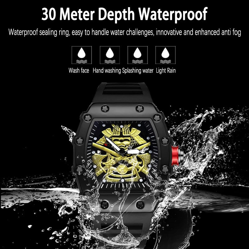 UTHAI Bucket shaped Men Watch Creative Sports Night Light Waterproof Silicone Calendar Male Fashion Quartz Clock Watches