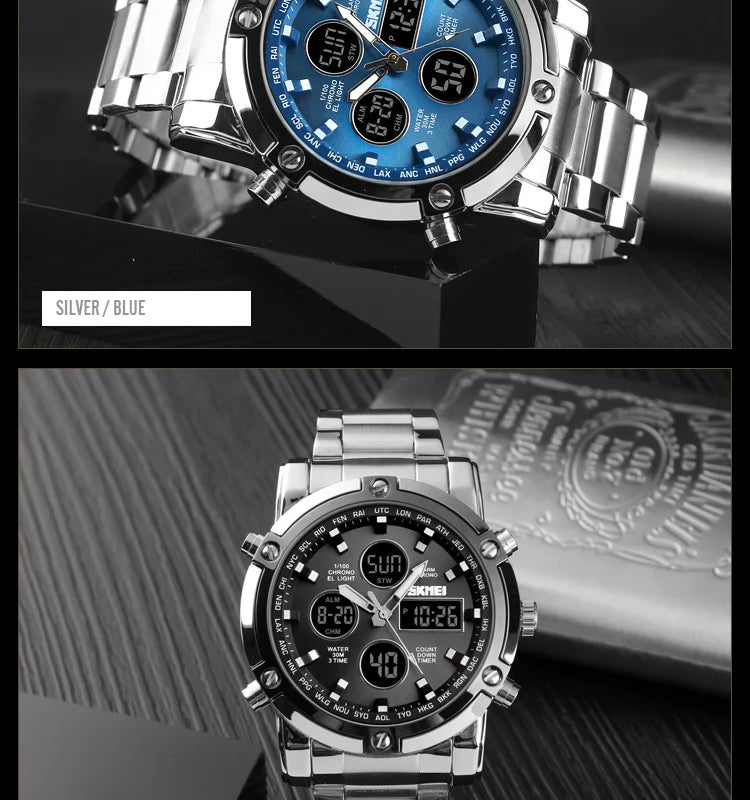 SKMEI 1389 Fashion Luxury Business Mens Watch Waterproof Sport Digital Men's Wristwatch Bracelet Clock Reloj Relogio Masculino