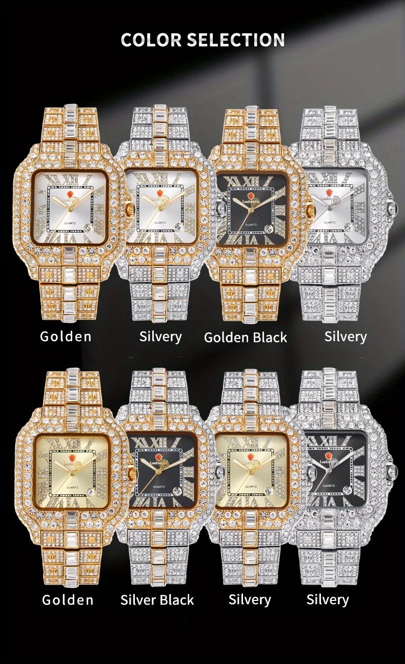 New Luxury Quartz Waterproof Quartz Watch for Men and Women with Water Diamonds embellished on Men's and Women's Clocks