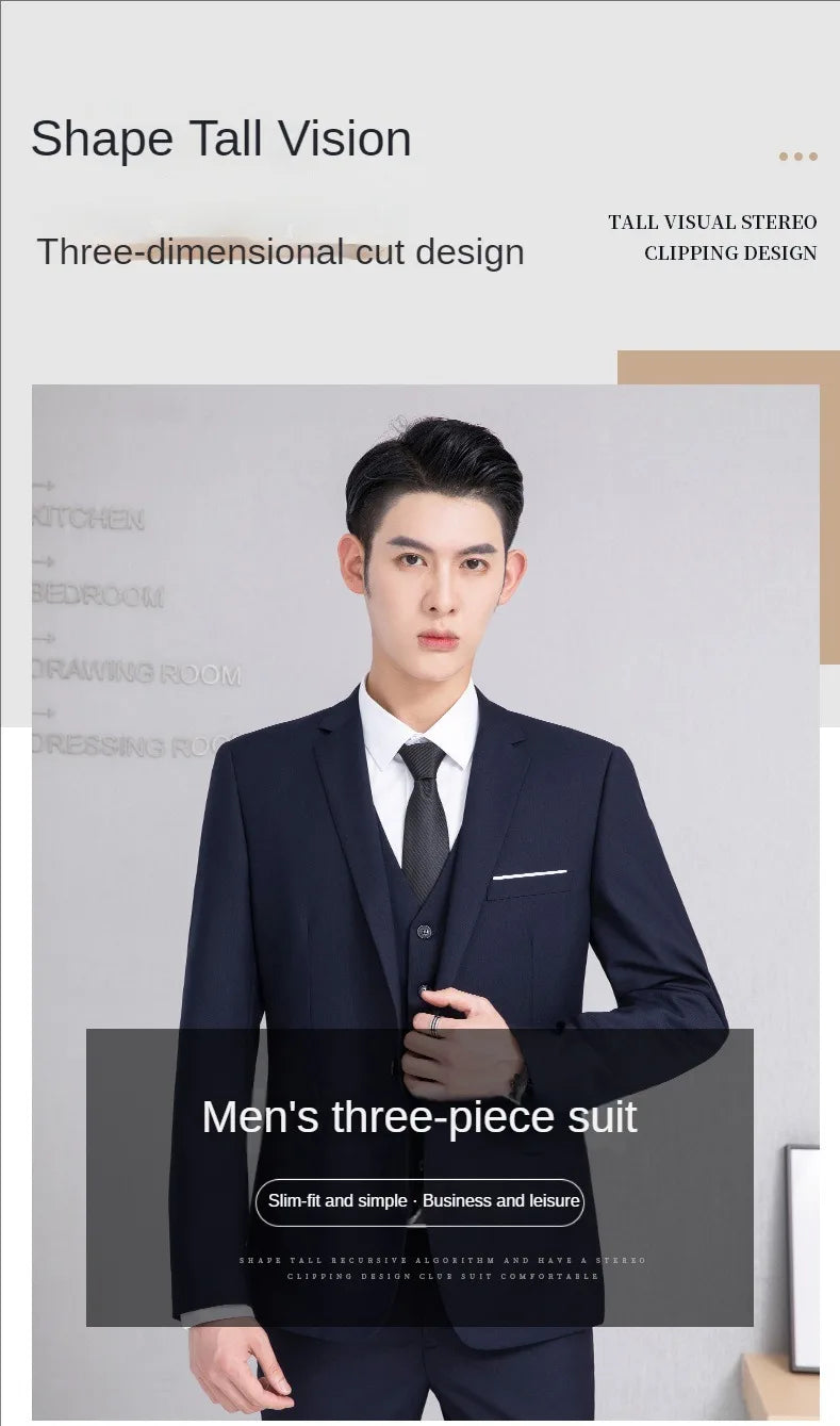Suit For Men Wedding 3 Pieces 2 Sets Blazers Elegant High Quality Jackets Vest Pants Luxury Coats 2024 Formal Classic Clothing