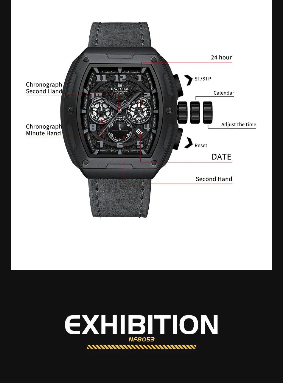 New NAVIFORCE Trend Brand Sport Quartz Chronograph Watches Men Fashion Water Resistant Casual Wristwatch Clock Relogio Masculino