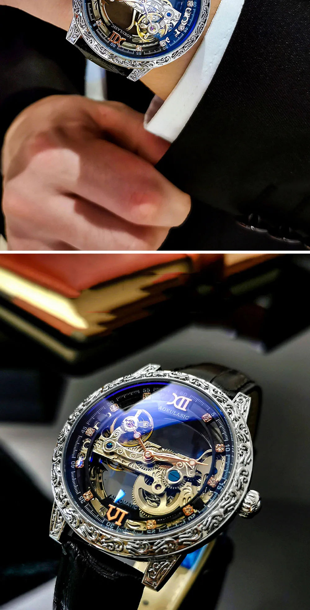 Fashion Mechanical Wristwatch Men's Luxury Brand Automatic Casual Watch Men's Sports Leather Waterproof Clock 2023 Renoj Hombre