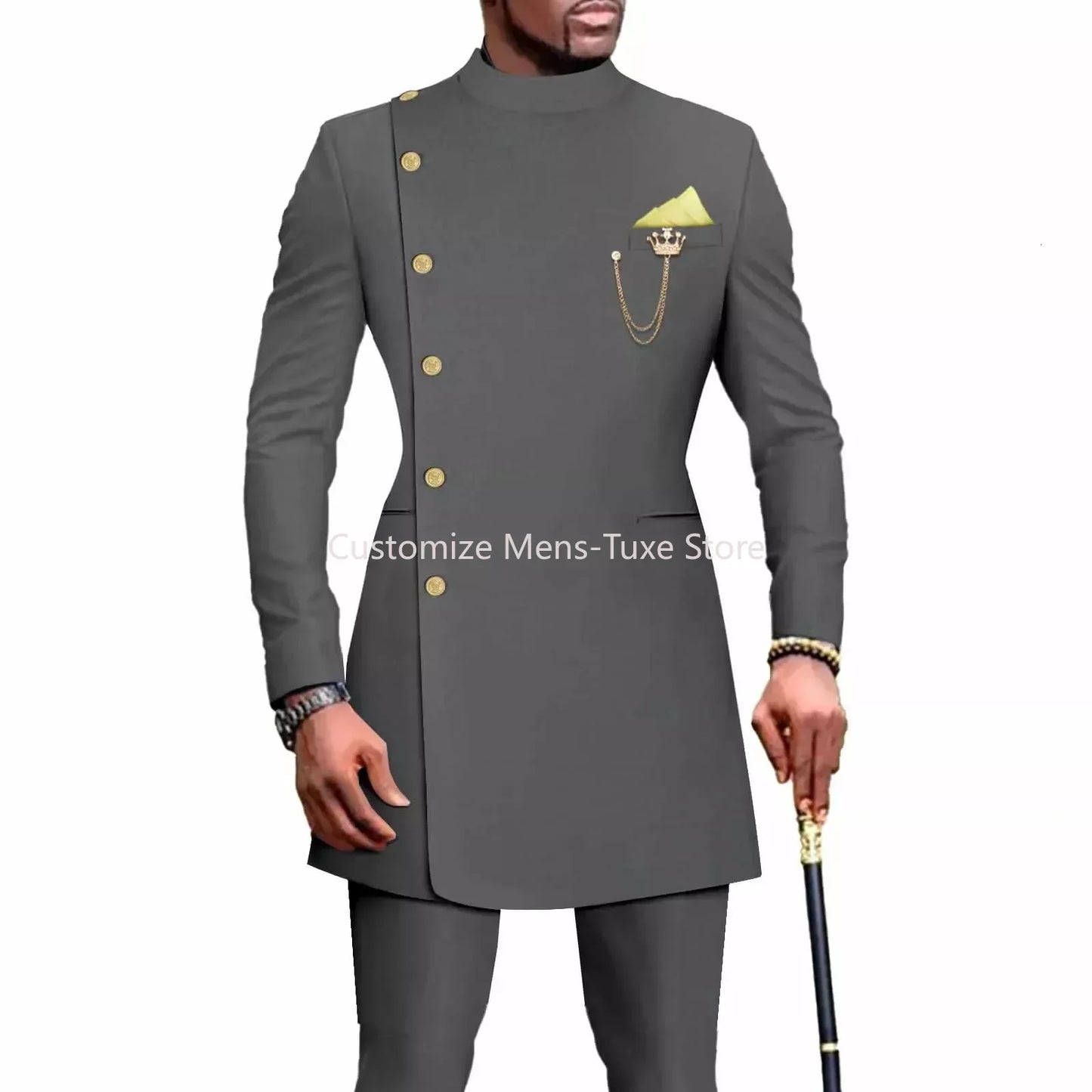Mens Suits Blazers African Clothes for Men Suit 2 Piece Jacket Pants Traditional Wedding Slim Fit Solid Color Festival Party