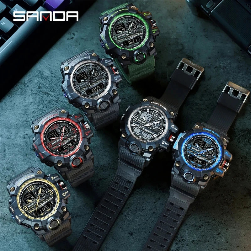 SANDA 3133 2022 G Style New Men's Watches 50M Waterproof Shock Sports Military Quartz Watch For Male Digital Wristwatch Clock