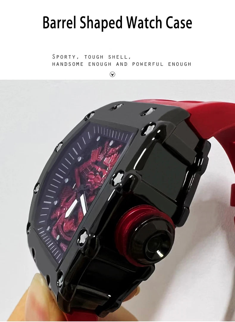 UTHAI Bucket shaped Men Watch Creative Sports Night Light Waterproof Silicone Calendar Male Fashion Quartz Clock Watches