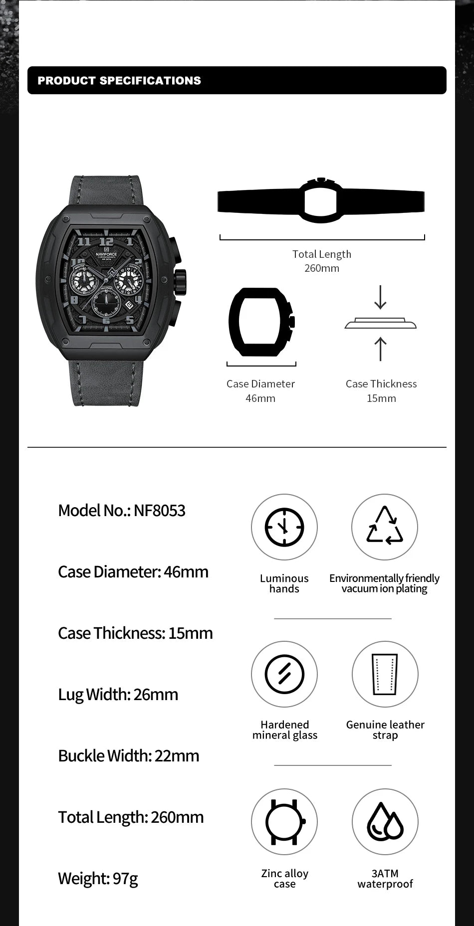 New NAVIFORCE Trend Brand Sport Quartz Chronograph Watches Men Fashion Water Resistant Casual Wristwatch Clock Relogio Masculino
