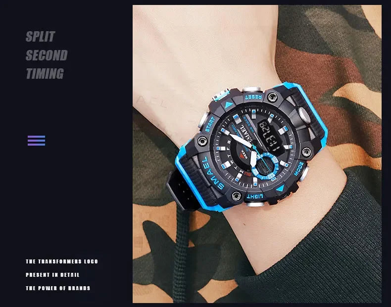 SMAEL 8040 50M Waterproof Wristwatch Stopwatch Alarm LED Light Digital Watches Men's Sports Watch Military Watches Men Watch