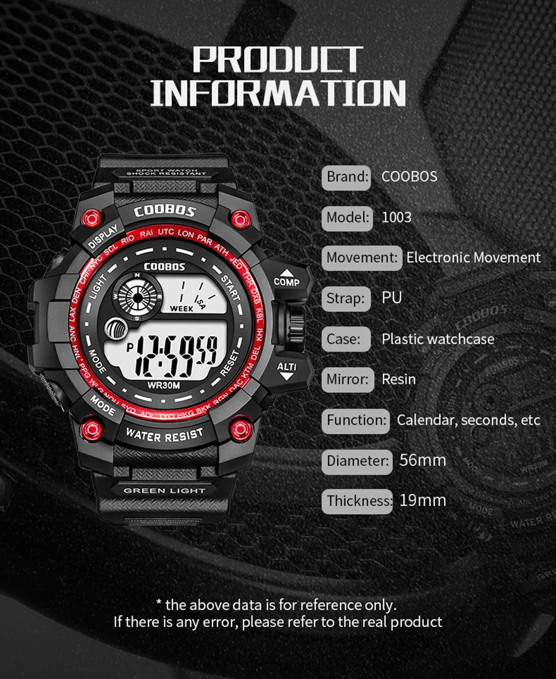 Waterproof Sport Men Watches 2024 Luxury Luminous Silicone Strap Military Wristwatch Man Calendar LED Digital Male Watch Hombre