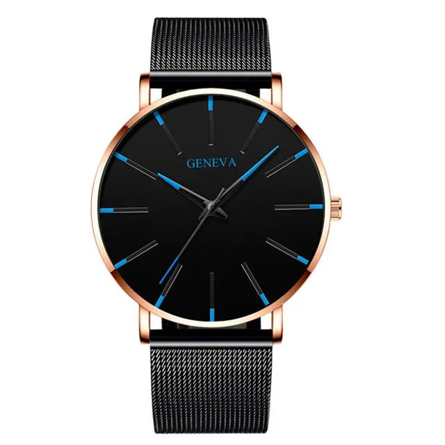 Minimalist Mens Fashion Ultra Thin Watches Simple Men Business Stainless Steel Mesh Belt Quartz Wrist Watch Relogio Masculino